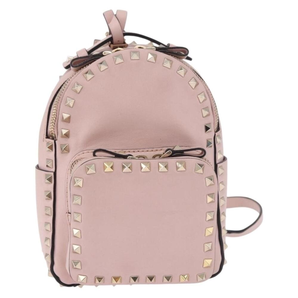 Valentino Leather Studs Backpack Pink